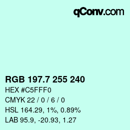 カラーコード: RGB 197.7 255 240 | qconv.com