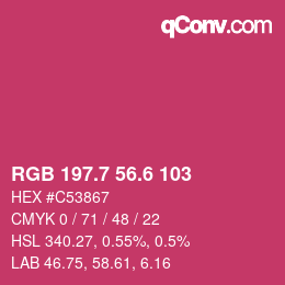 カラーコード: RGB 197.7 56.6 103 | qconv.com