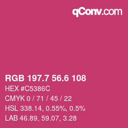 カラーコード: RGB 197.7 56.6 108 | qconv.com