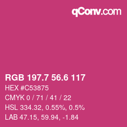 カラーコード: RGB 197.7 56.6 117 | qconv.com