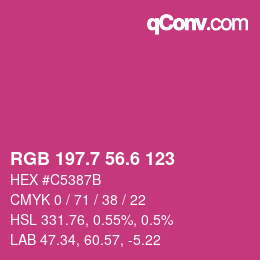 カラーコード: RGB 197.7 56.6 123 | qconv.com