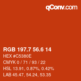 カラーコード: RGB 197.7 56.6 14 | qconv.com