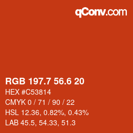 カラーコード: RGB 197.7 56.6 20 | qconv.com