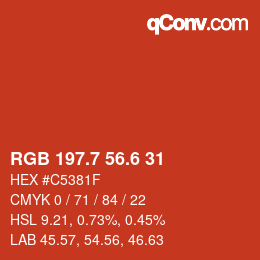 カラーコード: RGB 197.7 56.6 31 | qconv.com