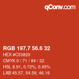 カラーコード: RGB 197.7 56.6 32 | qconv.com
