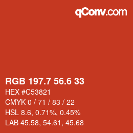 カラーコード: RGB 197.7 56.6 33 | qconv.com