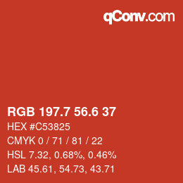 カラーコード: RGB 197.7 56.6 37 | qconv.com
