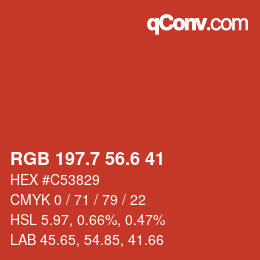 カラーコード: RGB 197.7 56.6 41 | qconv.com
