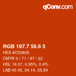 カラーコード: RGB 197.7 56.6 5 | qconv.com