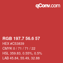 カラーコード: RGB 197.7 56.6 57 | qconv.com