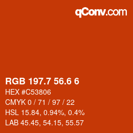 カラーコード: RGB 197.7 56.6 6 | qconv.com
