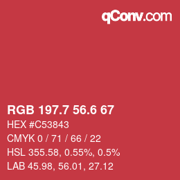 カラーコード: RGB 197.7 56.6 67 | qconv.com