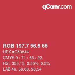カラーコード: RGB 197.7 56.6 68 | qconv.com