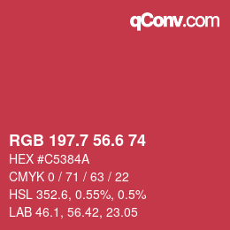 カラーコード: RGB 197.7 56.6 74 | qconv.com