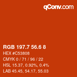 カラーコード: RGB 197.7 56.6 8 | qconv.com