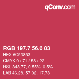 カラーコード: RGB 197.7 56.6 83 | qconv.com