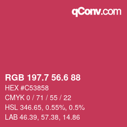 カラーコード: RGB 197.7 56.6 88 | qconv.com