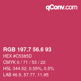 カラーコード: RGB 197.7 56.6 93 | qconv.com