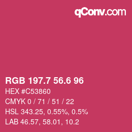 カラーコード: RGB 197.7 56.6 96 | qconv.com