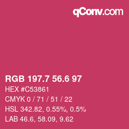 カラーコード: RGB 197.7 56.6 97 | qconv.com