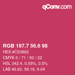 カラーコード: RGB 197.7 56.6 98 | qconv.com
