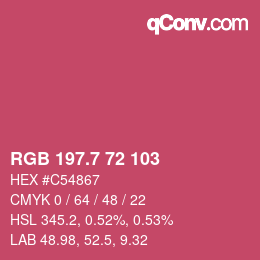 カラーコード: RGB 197.7 72 103 | qconv.com