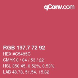 カラーコード: RGB 197.7 72 92 | qconv.com