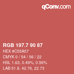 カラーコード: RGB 197.7 90 87 | qconv.com