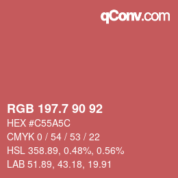 カラーコード: RGB 197.7 90 92 | qconv.com