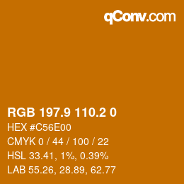Color code: RGB 197.9 110.2 0 | qconv.com