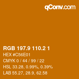 Color code: RGB 197.9 110.2 1 | qconv.com