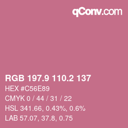 カラーコード: RGB 197.9 110.2 137 | qconv.com