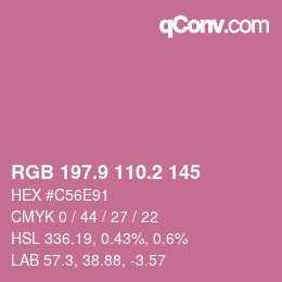 カラーコード: RGB 197.9 110.2 145 | qconv.com