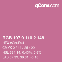カラーコード: RGB 197.9 110.2 148 | qconv.com