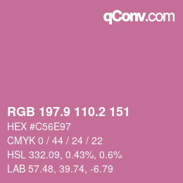カラーコード: RGB 197.9 110.2 151 | qconv.com