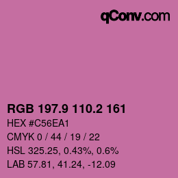 カラーコード: RGB 197.9 110.2 161 | qconv.com
