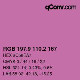 カラーコード: RGB 197.9 110.2 167 | qconv.com