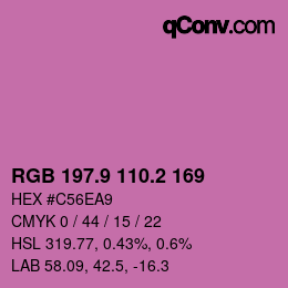 カラーコード: RGB 197.9 110.2 169 | qconv.com