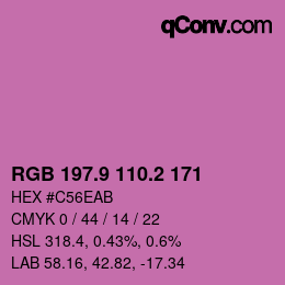 カラーコード: RGB 197.9 110.2 171 | qconv.com
