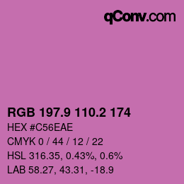 カラーコード: RGB 197.9 110.2 174 | qconv.com