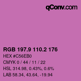 カラーコード: RGB 197.9 110.2 176 | qconv.com