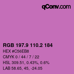 カラーコード: RGB 197.9 110.2 184 | qconv.com