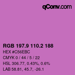 カラーコード: RGB 197.9 110.2 188 | qconv.com