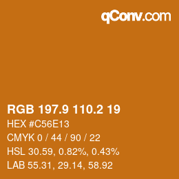 カラーコード: RGB 197.9 110.2 19 | qconv.com