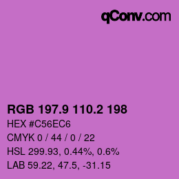 カラーコード: RGB 197.9 110.2 198 | qconv.com