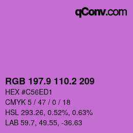 カラーコード: RGB 197.9 110.2 209 | qconv.com
