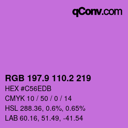 カラーコード: RGB 197.9 110.2 219 | qconv.com