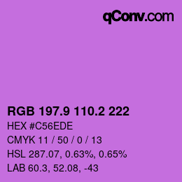 カラーコード: RGB 197.9 110.2 222 | qconv.com