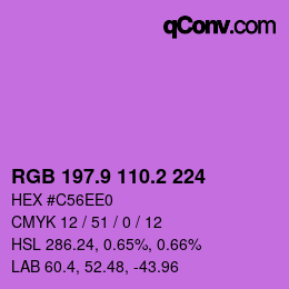 カラーコード: RGB 197.9 110.2 224 | qconv.com