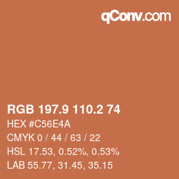 カラーコード: RGB 197.9 110.2 74 | qconv.com